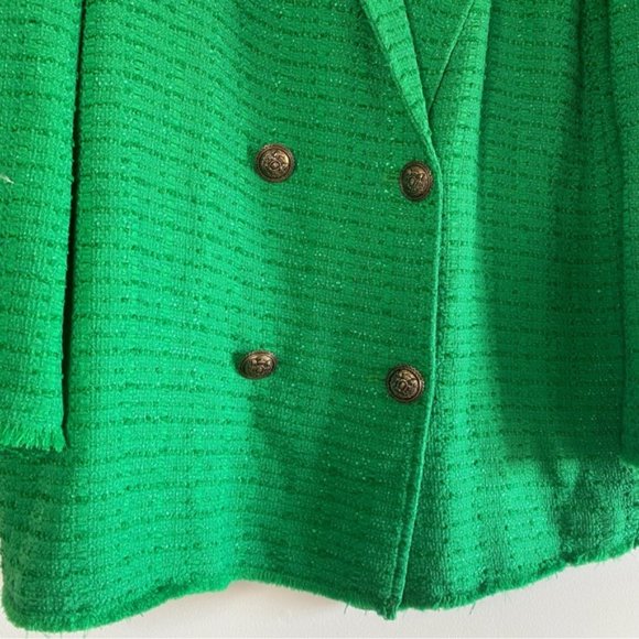 ZARA Textured Green double breasted blazer - Picture 7 of 10